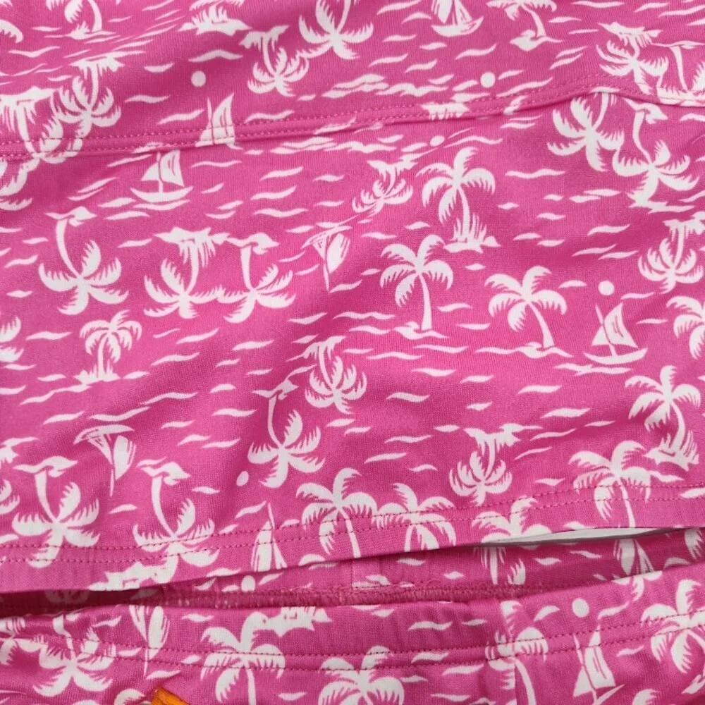 Speedo Tropical Breeze Girls Swimsuit 2 Piece Size 12 NWT Pink with White Palm